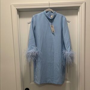 Tuckernuck Light Blue Feather Cuff Mini Dress